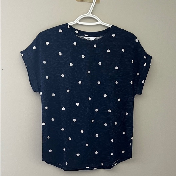 Reitmans Navy Polka Dot Short Sleeve Tee - Picture 1 of 3